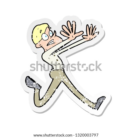 retro distressed sticker of a cartoon man running away