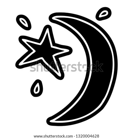 cartoon icon of the moon and a star