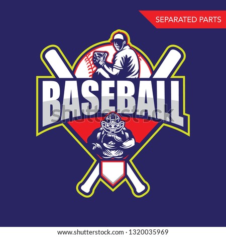 Esport Baseball Logo Vector Illustration Pitcher And Catcher As Battery