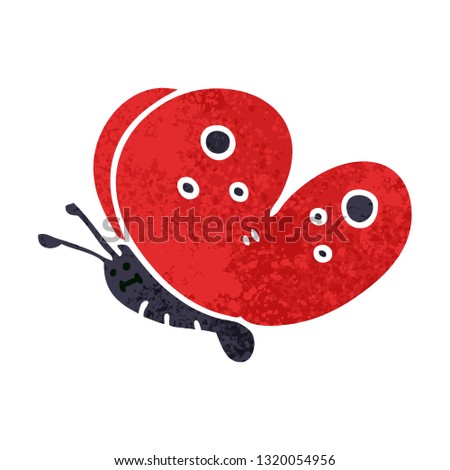 retro illustration style quirky cartoon butterfly