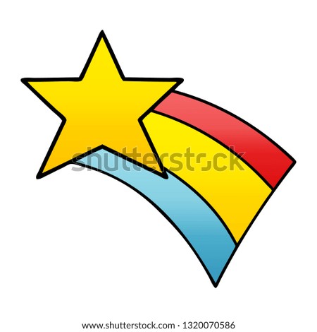 gradient shaded cartoon of a shooting rainbow star