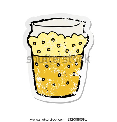 retro distressed sticker of a cartoon glass of beer