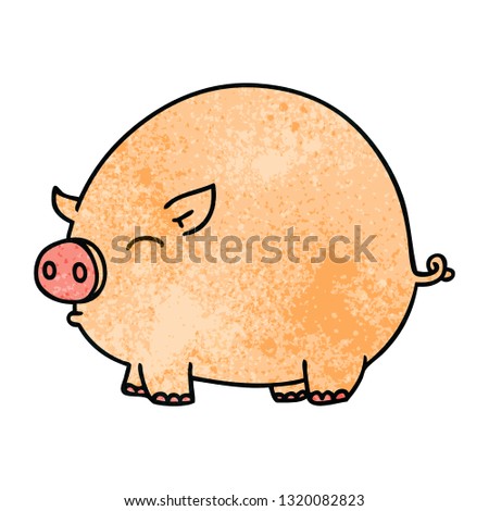 hand drawn quirky cartoon pig