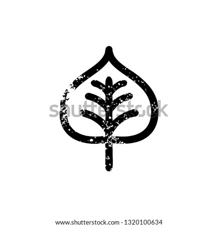 natural leaf distressed icon symbol