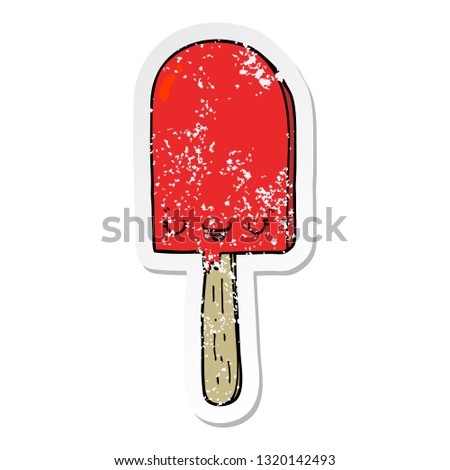 distressed sticker of a cartoon ice lolly