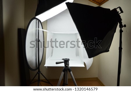 White Box with Professional Lights for Stock Photos