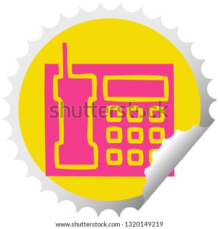circular peeling sticker cartoon of a telephone