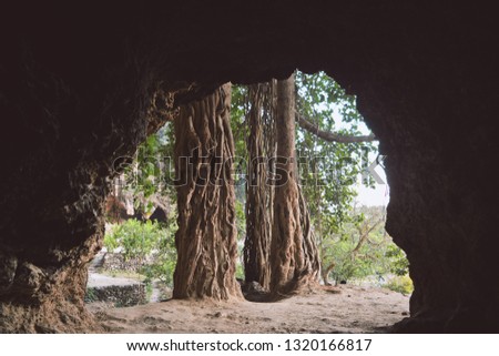 picture taken from inside the cave looking,the outside view looks amazing ,away from the world inside the cave the budha cave an awsome  to come to seek some peace  