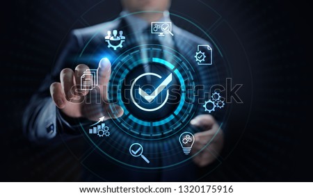 Standards quality Assurance control standardisation and certification concept. Royalty-Free Stock Photo #1320175916