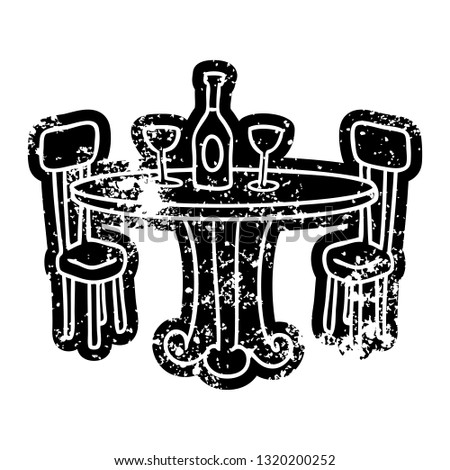 grunge distressed icon dinner table and drinks