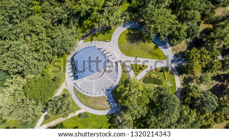 Open air theater. Aerial drone photo theatre on top