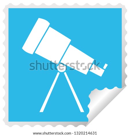 square peeling sticker cartoon of a telescope