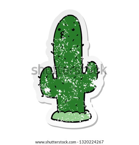 distressed sticker of a cartoon cactus