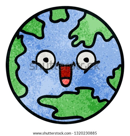retro grunge texture cartoon of a planet earth