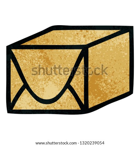 retro grunge texture cartoon of a paper parcel
