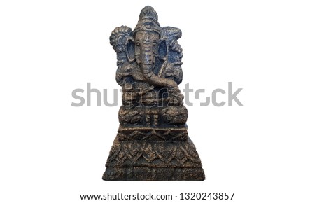 Artistic Classy Old Cultural Traditional Stone and Metal Statue for Home Interior Decoration in White Isolated Background 