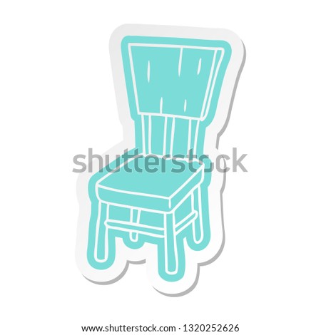 cartoon sticker of a  wooden chair