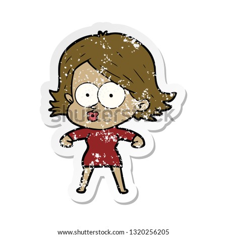 distressed sticker of a cartoon girl pouting