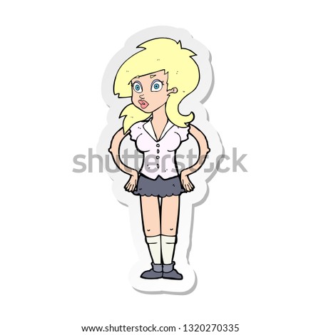 sticker of a cartoon pretty woman