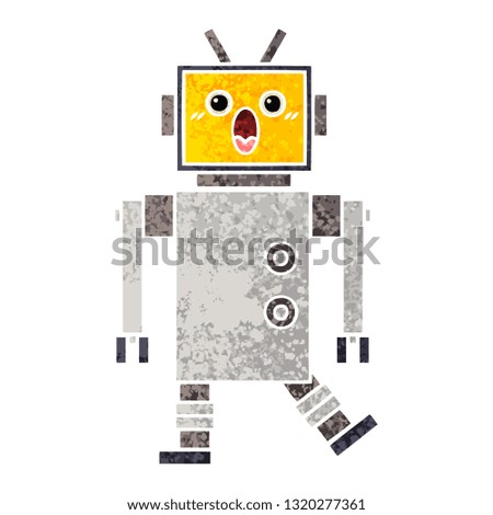 retro illustration style cartoon of a robot