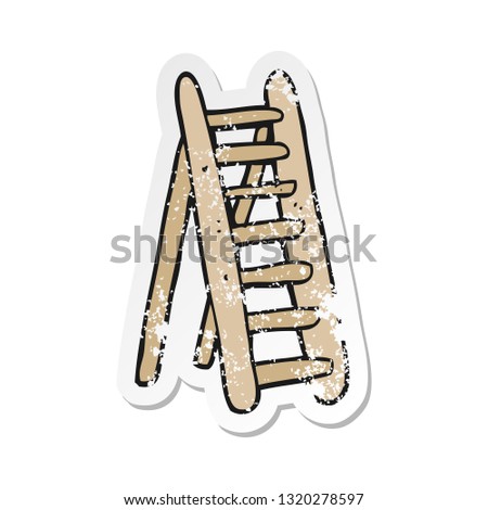 retro distressed sticker of a cartoon ladder