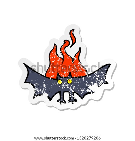 retro distressed sticker of a cartoon spooky vampire bat
