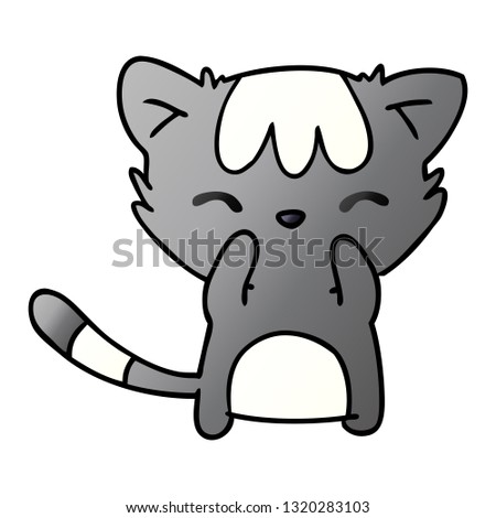 freehand drawn gradient cartoon of cute kawaii cat