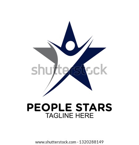 people rising star logo, clip art vector