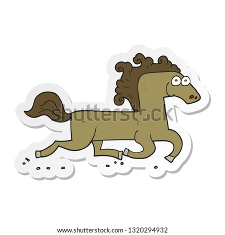 sticker of a cartoon running horse