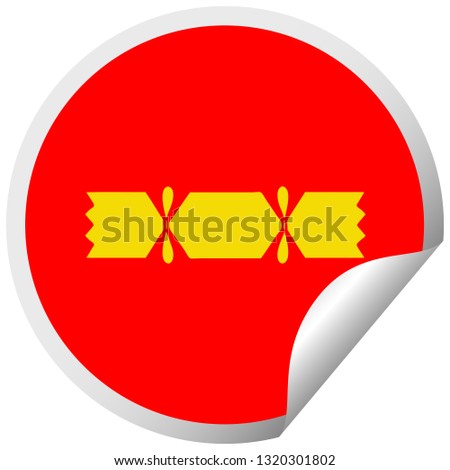 circular peeling sticker cartoon of a christmas cracker