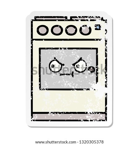 distressed sticker of a cute cartoon kitchen oven