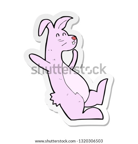 sticker of a cartoon pink bunny