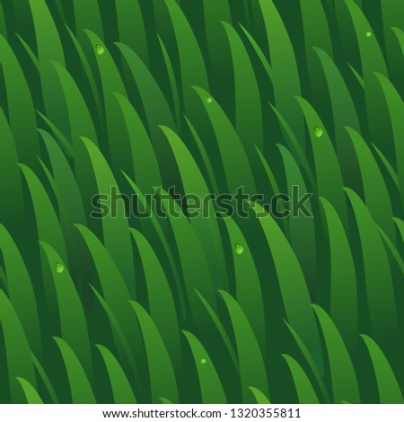 Vector seamless cartoon grass with dew drops