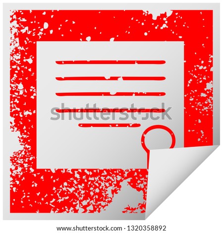 distressed square peeling sticker symbol of a work diploma 
