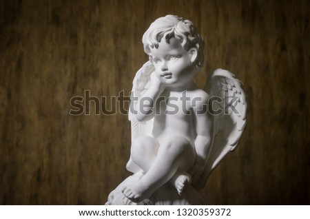 Beautiful white Angel on wooden background