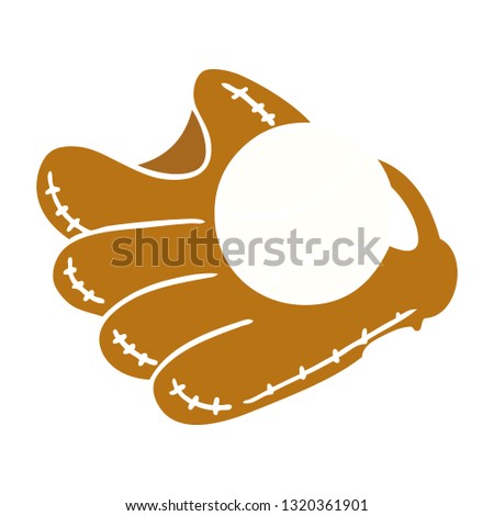 hand drawn cartoon doodle of a baseball and glove