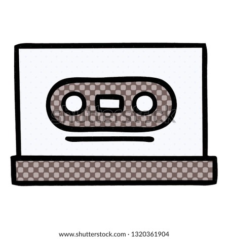 comic book style cartoon of a retro cassette