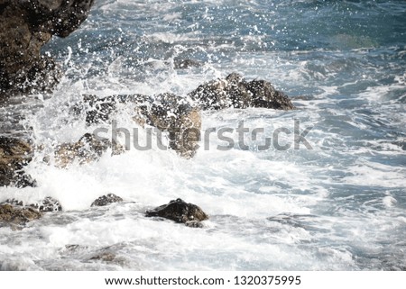Surf, waves, gout, at the Atlantic Ocean at the volcanic island Tenerife, Spain