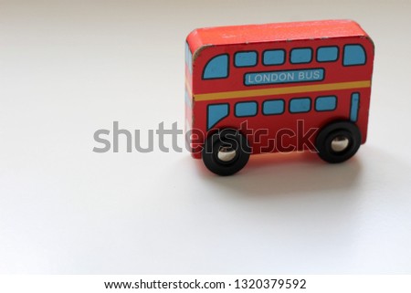 Model of a London double decked bus isolated on white. Place for text.