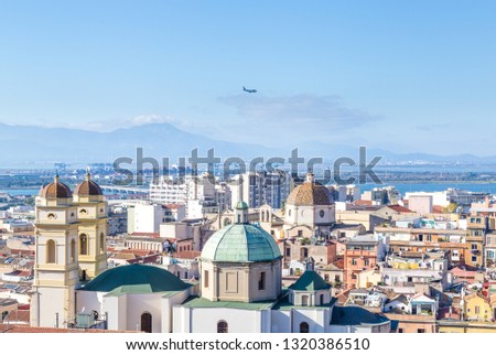 Panoramic view from the old town of Cagliari, capital of Sardinia, Italy