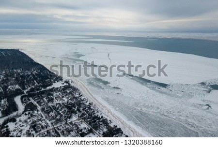 Frozen lake shore