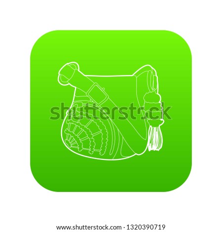 Teenage school backpack icon green vector isolated on white background