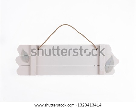 white wooden signboard on a white isolated background