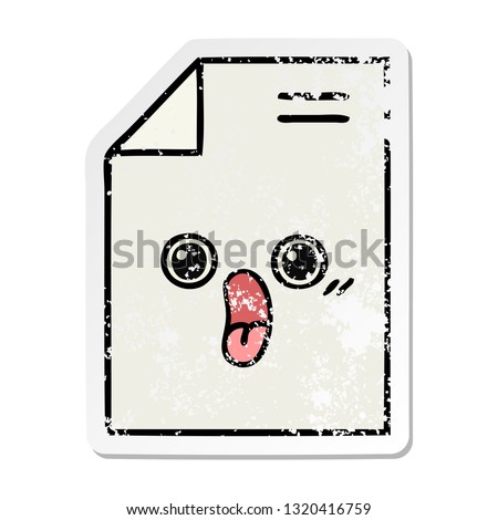 distressed sticker of a cute cartoon sheet of paper 