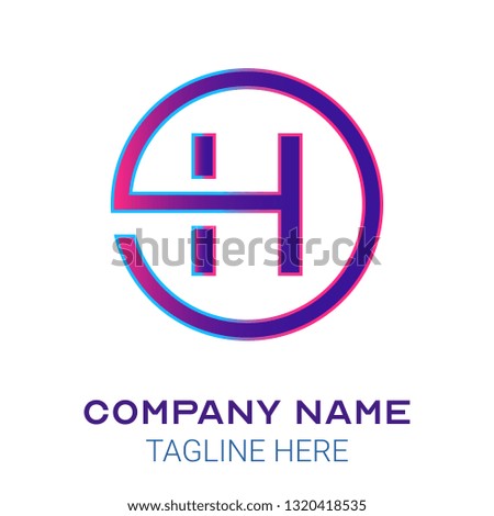 H initial letter logo design with gradient of cyan and magenta  color that can be used for business company