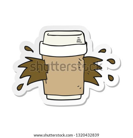 sticker of a cartoon exploding coffee cup