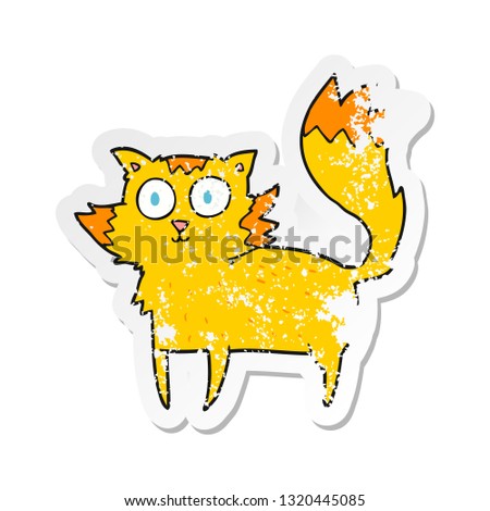 retro distressed sticker of a cartoon cat 