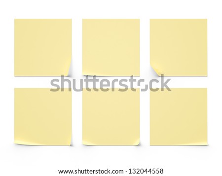 six yellow sticker on a white background Royalty-Free Stock Photo #132044558