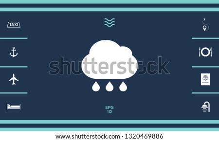 Cloud rain icon with drops. Graphic elements for your design