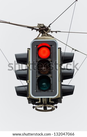 a traffic light with red light. symbolic photo for maintenance, economy, failure